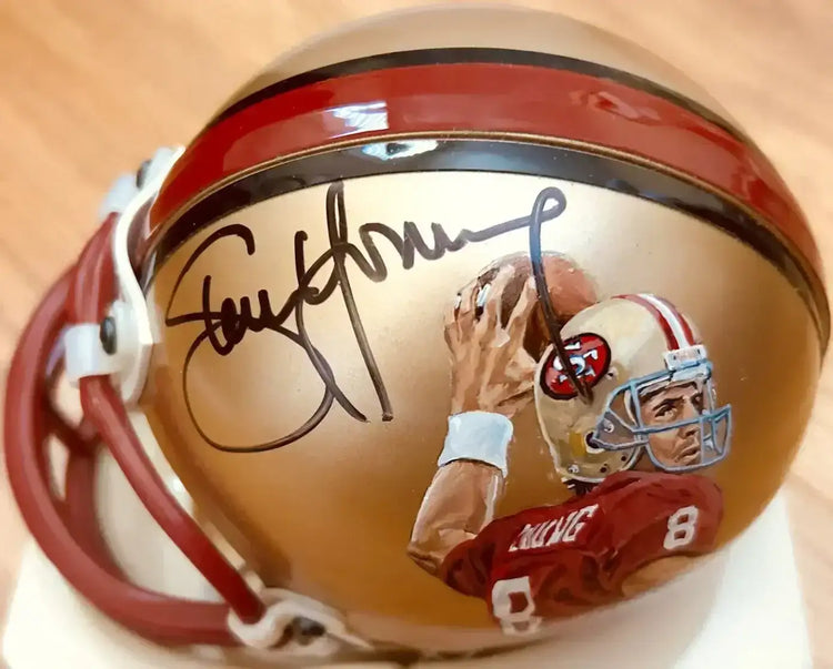 Steve Young autographed San Francisco 49ers mini helmet painted by Jolene Jessie JSA - AutographsForSale.com