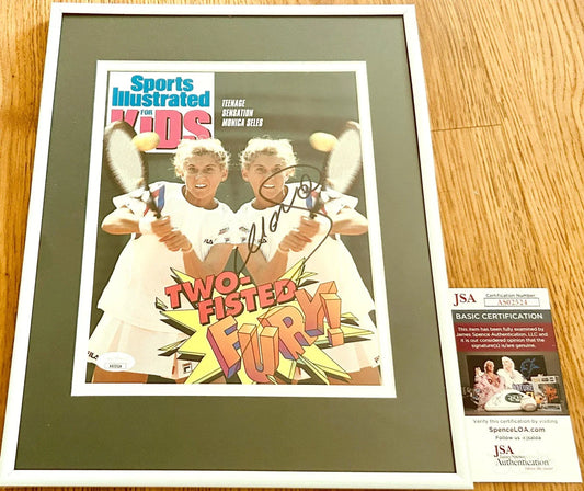 Monica Seles autographed 1991 Sports Illustrated for Kids tennis cover framed JSA - AutographsForSale.com
