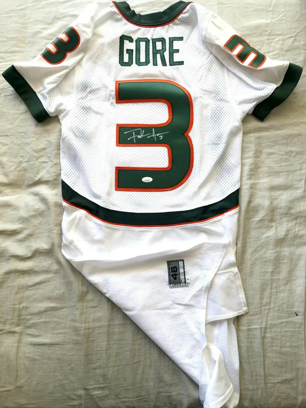 Frank Gore signed Miami Hurricanes 2004 Nike team issue white jersey JSA - AutographsForSale.com