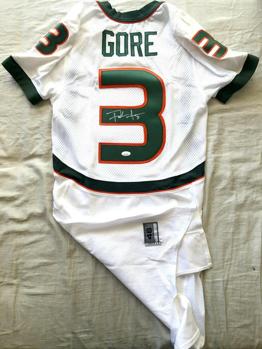 Frank Gore autographed Miami Hurricanes 2004 Nike team issued white jersey JSA - AutographsForSale.com