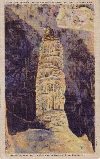 Carlsbad Caverns Giant Dome New Mexico vintage 1940s 50s Color postcard - AutographsForSale.com