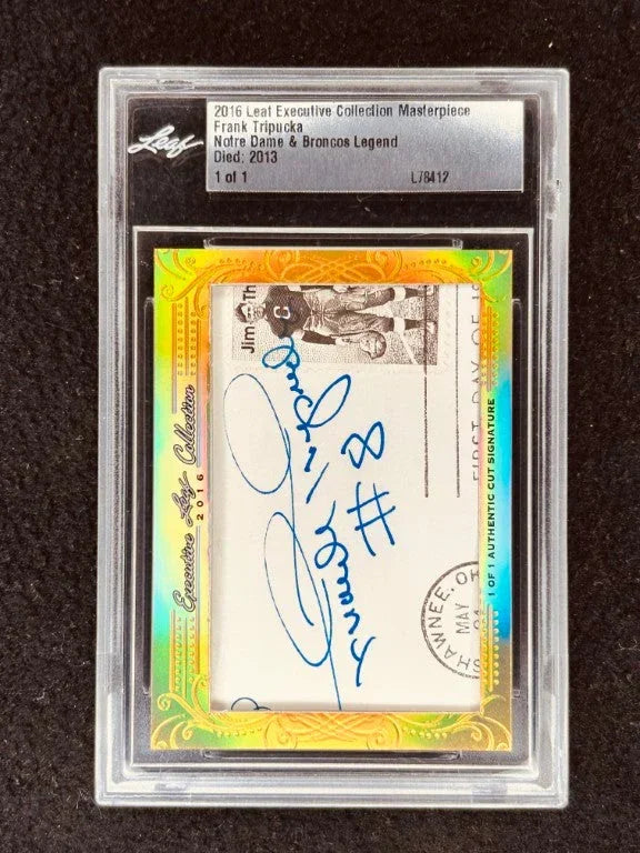 Frank Tripucka 2016 Leaf Masterpiece Cut Signature certified signed card 1/1 Notre Dame - AutographsForSale.com