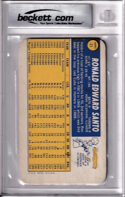 Ron Santo signed Cubs 1970 Topps Supers jumbo card BAS certified - AutographsForSale.com