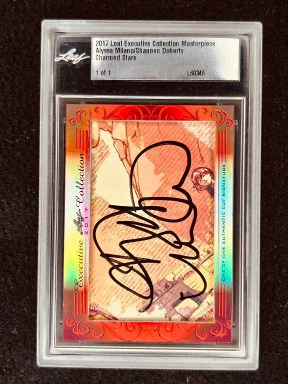 Alyssa Milano & Shannen Doherty 2017 Leaf Masterpiece Cut Signature certified signed card 1/1 JSA Charmed - AutographsForSale.com