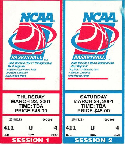 2001 NCAA Tournament West Regional semifinals & Final ticket stubs Maryland Advances To Final 4 - AutographsForSale.com