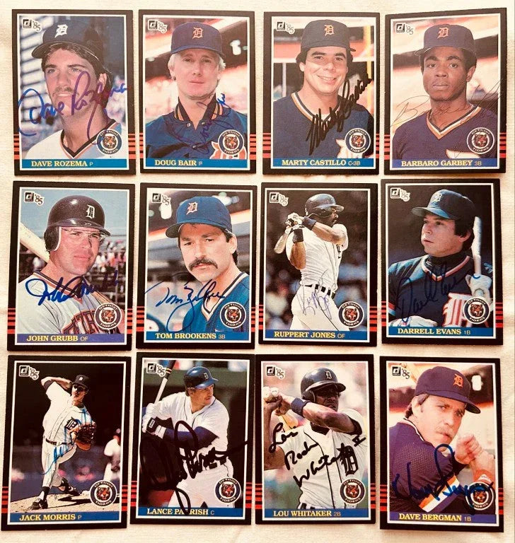 12 autographed 1985 Donruss Tigers cards Darrell Evans Jack Morris Lance Parrish Lou Whitaker - AutographsForSale.com
