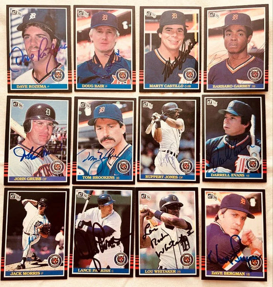 12 autographed 1985 Donruss Detroit Tigers cards Darrell Evans Jack Morris Lance Parrish Lou Whitaker - AutographsForSale.com