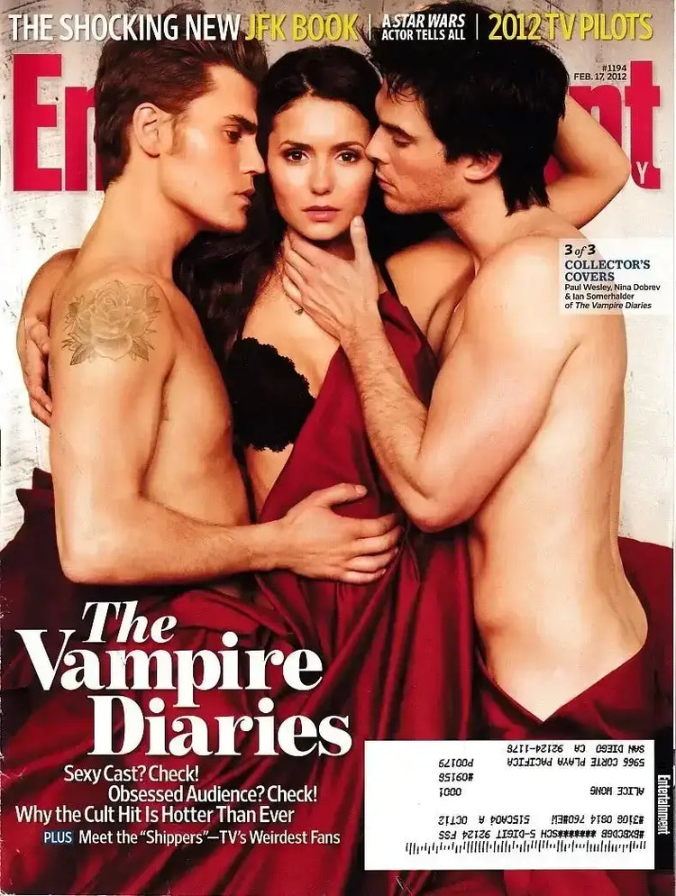 Vampire Diaries cast 2012 Entertainment Weekly issue Nina Dobrev Ian Somerhalder Paul Wesley - AutographsForSale.com