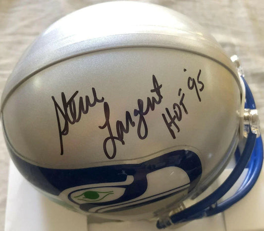 Steve Largent autographed Seattle Seahawks mini helmet inscribed HOF 95 (Prova) - AutographsForSale.com