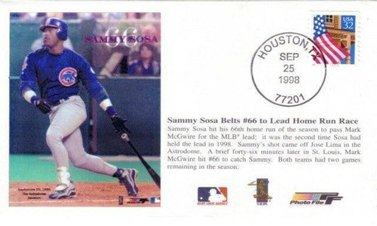 Sammy Sosa 1998 Home Run #66 Chicago Cubs commemorative cachet - AutographsForSale.com