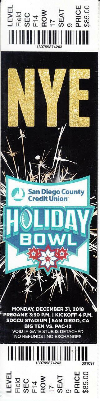 2018 Holiday Bowl college football game ticket Northwestern 31 Utah 20 - AutographsForSale.com