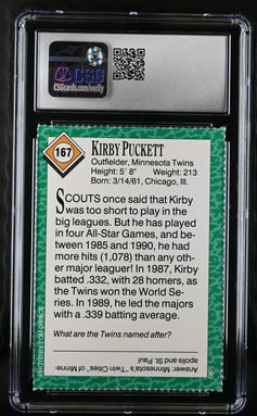 Kirby Puckett Minnesota Twins 1990 SI for Kids card CSG 8.5 - AutographsForSale.com