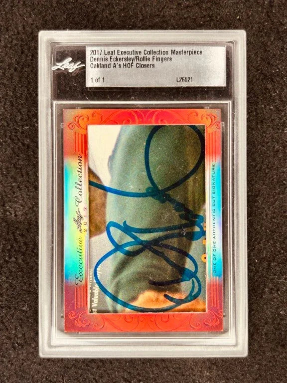 Dennis Eckersley & Rollie Fingers 2017 Leaf Masterpiece Cut Signature certified signed card 1/1 JSA Oakland A’s - AutographsForSale.com