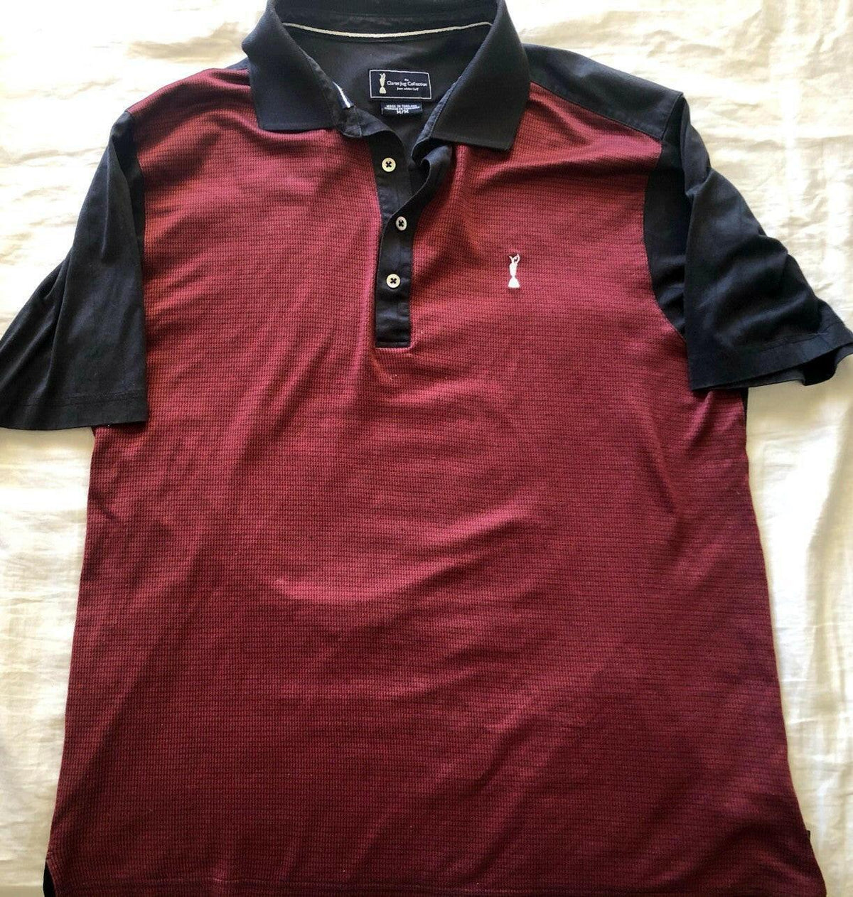 Claret Jug logo Open Championship scarlet & black golf shirt - AutographsForSale.com