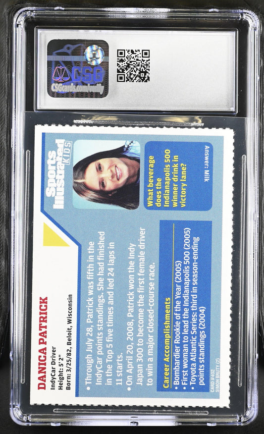 Danica Patrick 2009 Sports Illustrated for Kids racing Rookie Card CSG graded 8 NrMt-Mt - AutographsForSale.com