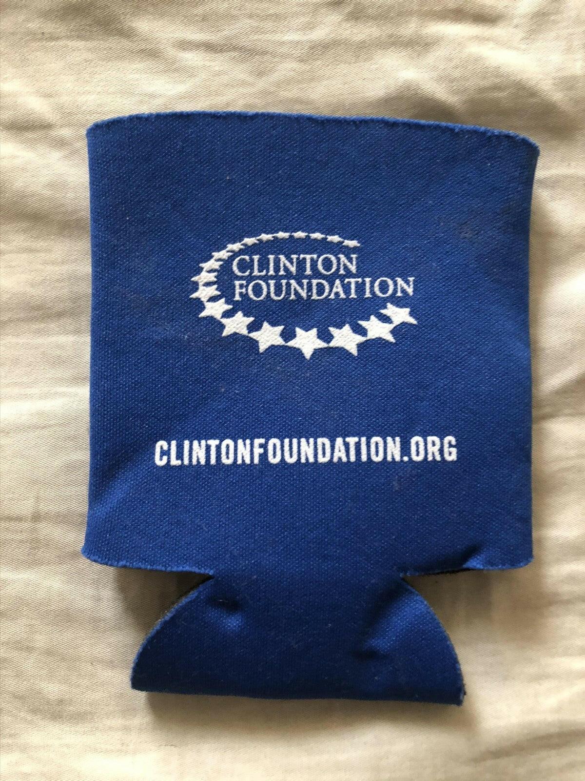 Clinton Foundation Blue Foam Drink Koozie New - AutographsForSale.com
