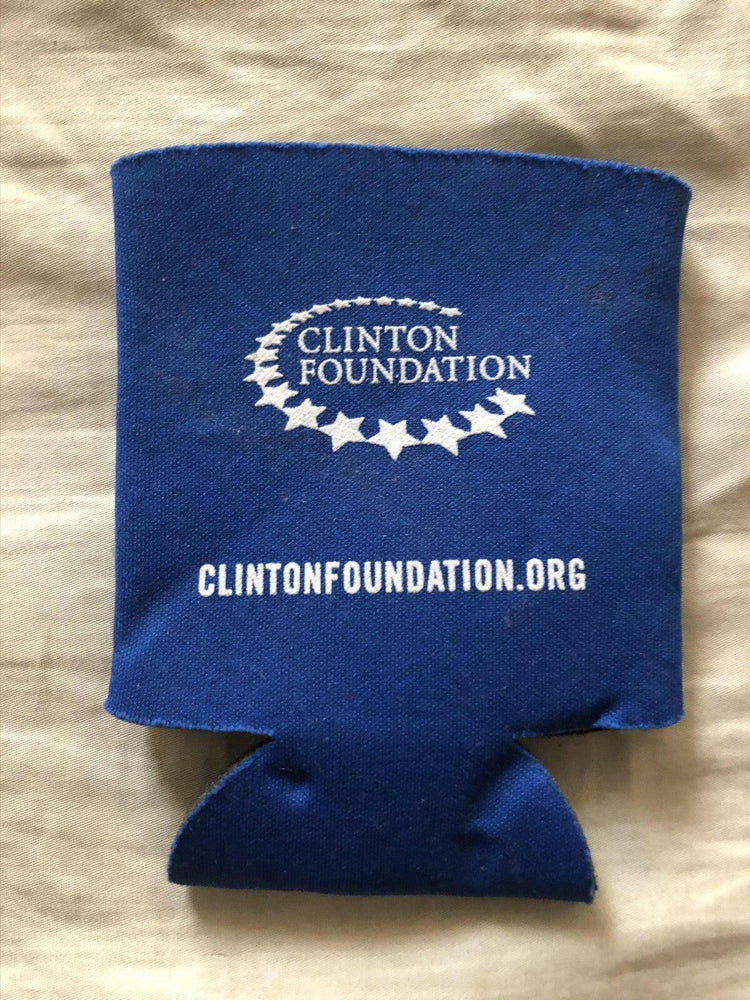 Clinton Foundation Blue Foam Drink Koozie New - AutographsForSale.com