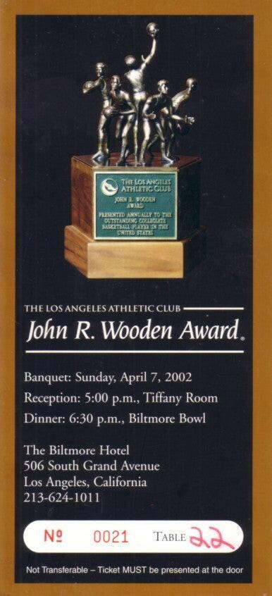 2002 John Wooden Award ticket Jason Williams Wins - AutographsForSale.com