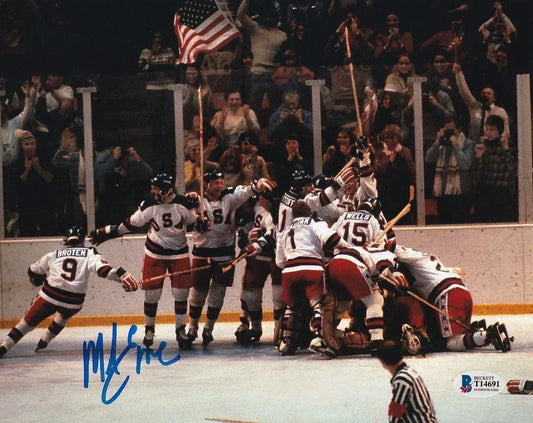 Mike Eruzione signed 1980 Miracle on Ice US Olympic hockey team 8x10 photo BAS - AutographsForSale.com