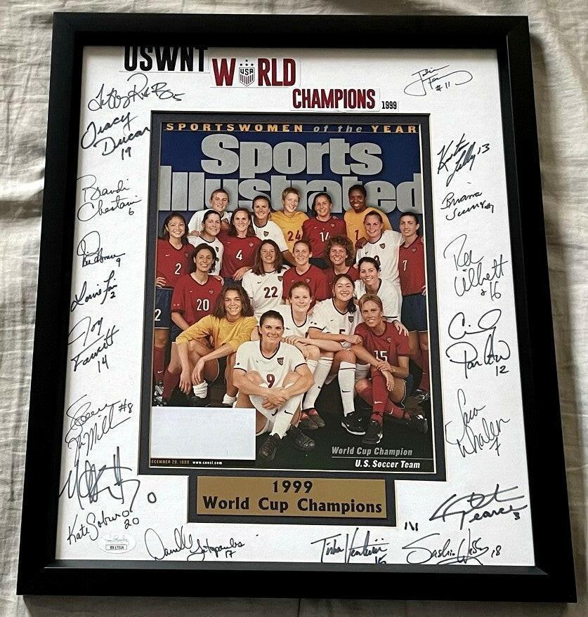 1999 US Women’s World Cup Soccer team signed matted Sports Illustrated cover framed Mia Hamm JSA USWNT - AutographsForSale.com