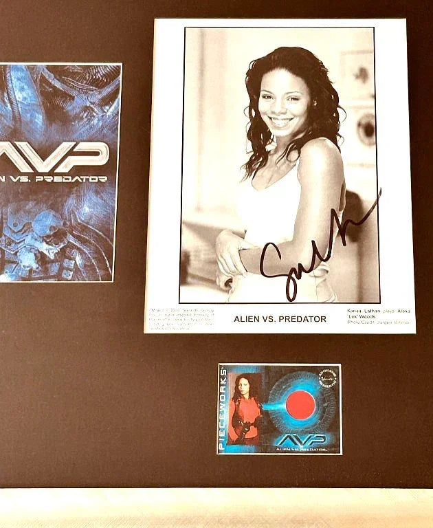 Lance Henriksen & Sanaa Lathan signed Alien vs Predator 8x10 movie photos framed JSA - AutographsForSale.com