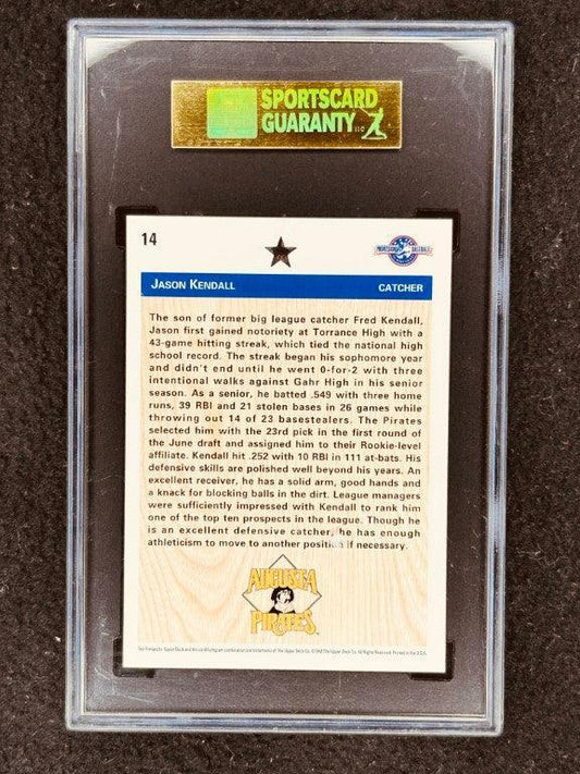 Jason Kendall Pittsburgh Pirates 1992 Upper Deck Minors pre RC SGC grade 96 MINT - AutographsForSale.com