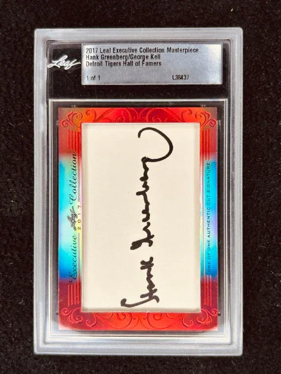 Hank Greenberg And George Kell 2017 Leaf Masterpiece Cut Signature certified autograph card 1/1 JSA Detroit Tigers - AutographsForSale.com