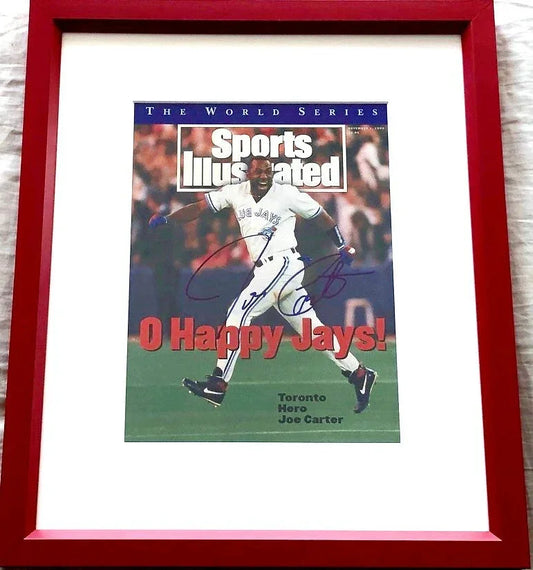 Joe Carter signed Blue Jays 1993 World Series Champs Sports Illustrated cover framed JSA - AutographsForSale.com
