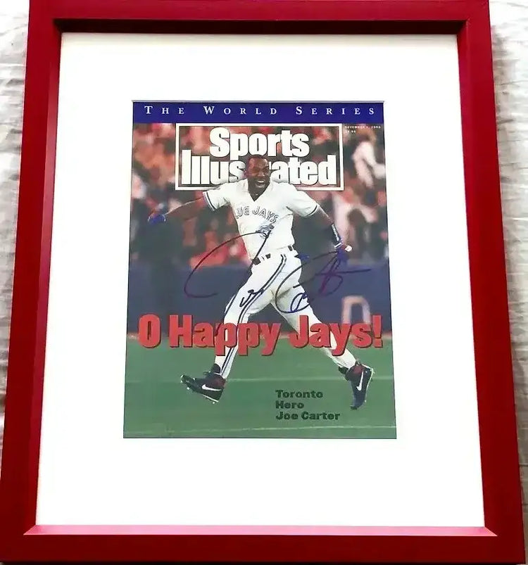 Joe Carter signed Blue Jays 1993 World Series Champs Sports Illustrated cover framed JSA - AutographsForSale.com
