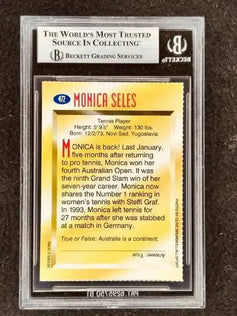 Monica Seles autographed 1996 Sports Illustrated for Kids tennis card BAS slabbed - AutographsForSale.com