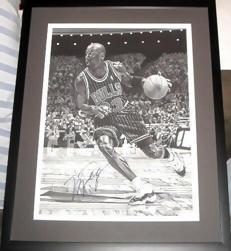 Michael Jordan signed Chicago Bulls 16x20 litho framed JSA - AutographsForSale.com