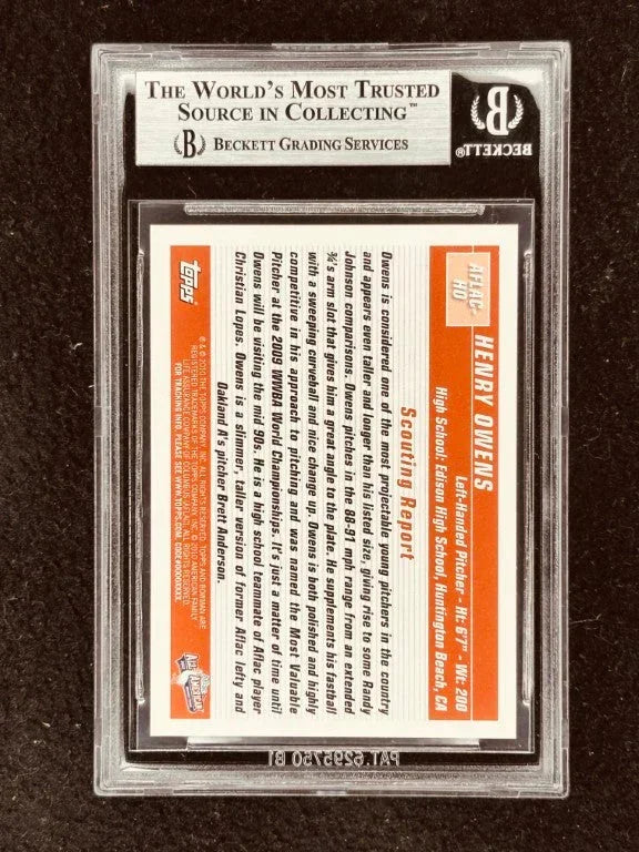 Henry Owens 2010 AFLAC Bowman Rookie Card Graded BGS 9 Mint - AutographsForSale.com