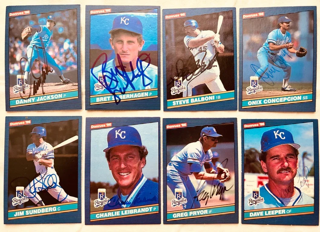 8 signed 1986 Donruss Royals cards Bret Saberhagen Steve Balboni Charlie Leibrandt - AutographsForSale.com