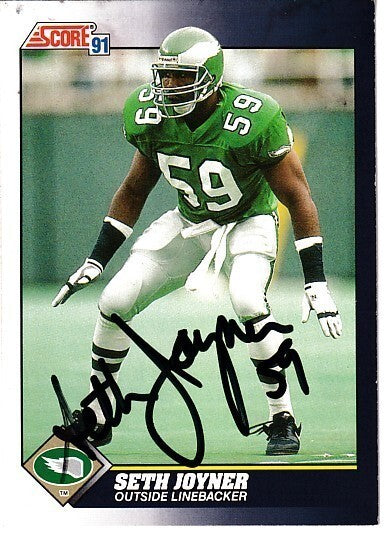 Seth Joyner autographed Philadelphia Eagles 1991 Score NFL football card - AutographsForSale.com
