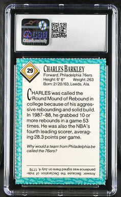 Charles Barkley Philadelphia 76ers 1989 Sports Illustrated for Kids card CSG graded 8.5 - AutographsForSale.com