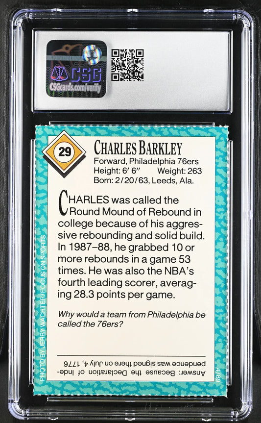 Charles Barkley Philadelphia 76ers 1989 Sports Illustrated for Kids card CSG graded 8.5 - AutographsForSale.com