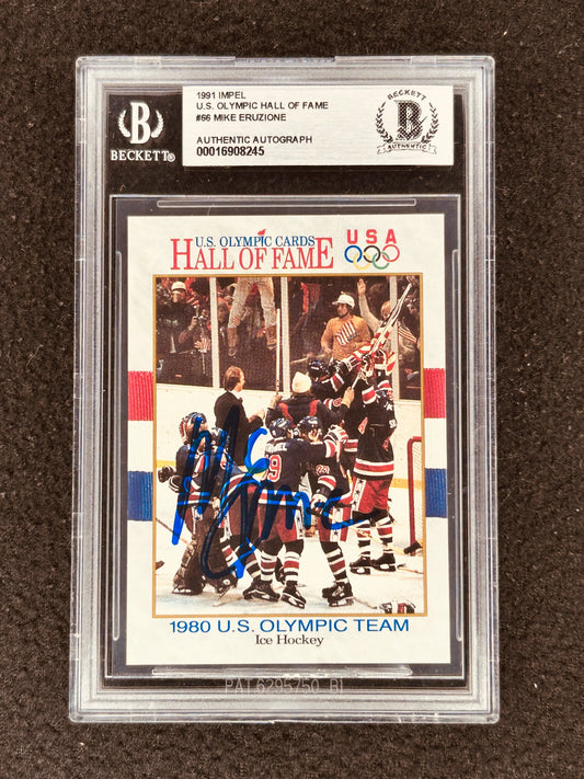 Mike Eruzione autographed 1980 Miracle on Ice 1991 US Olympic Hall of Fame card BAS - AutographsForSale.com