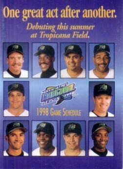 1998 Tampa Bay Devil Rays Inaugural pocket Schedule - AutographsForSale.com
