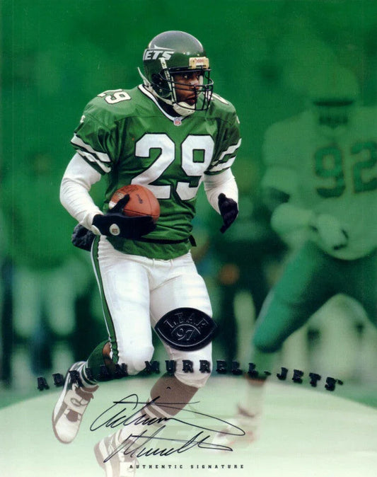 Adrian Murrell certified autograph New York Jets 1997 Leaf 8x10 photo card - AutographsForSale.com