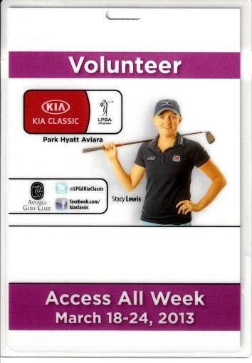 2013 LPGA Kia Classic golf volunteer Badge Stacy Lewis - AutographsForSale.com