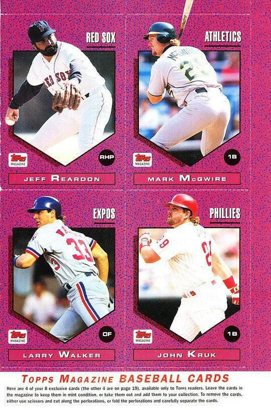 1992 Topps Magazine 8 card set Mark McGwire Gary Sheffield Larry Walker - AutographsForSale.com