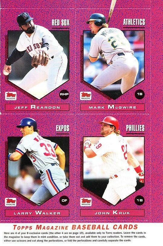 1992 Topps magazine 8 card set Mark McGwire Gary Sheffield Larry Walker - AutographsForSale.com