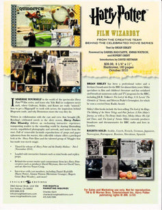 Harry Potter Film Wizardry book 2010 SDCC SELL SHEET ONLY - AutographsForSale.com