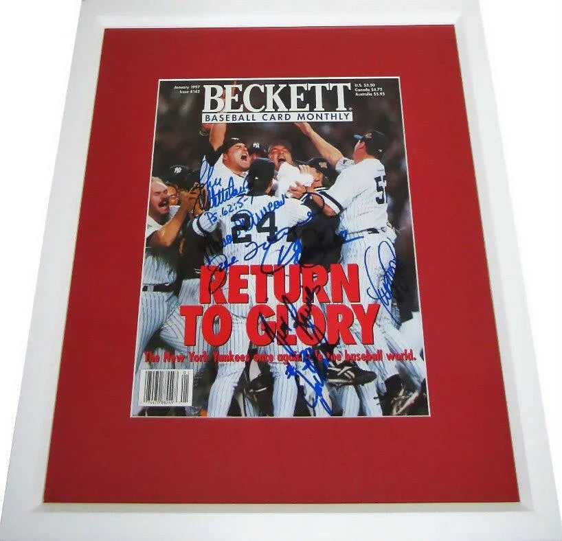1996 NY Yankees signed World Series cover framed Derek Jeter Joe Torre John Wetteland JSA - AutographsForSale.com