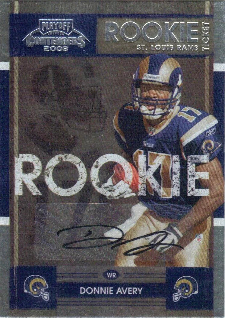 Donnie Avery certified signed St Louis Rams 2008 Playoff Contenders Rookie ticket card - AutographsForSale.com