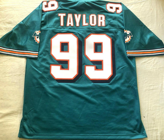 Jason Taylor Miami Dolphins 1997 to 2001 style NFL Pro Line stitched aqua jersey NEW - AutographsForSale.com