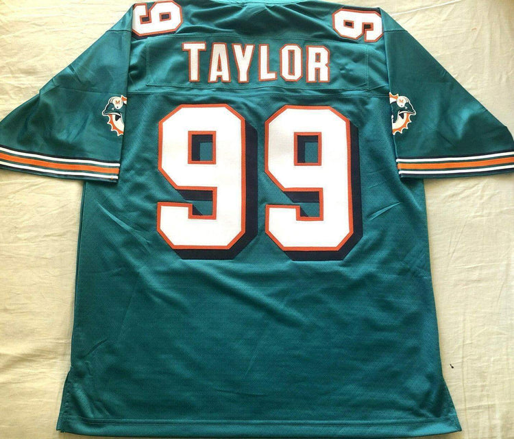Jason Taylor Dolphins 1997 to 2001 style NFL Pro Line aqua jersey NEW - AutographsForSale.com