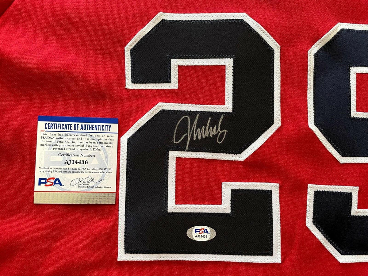 John Smoltz signed Braves Majestic red jersey PSA/DNA - AutographsForSale.com