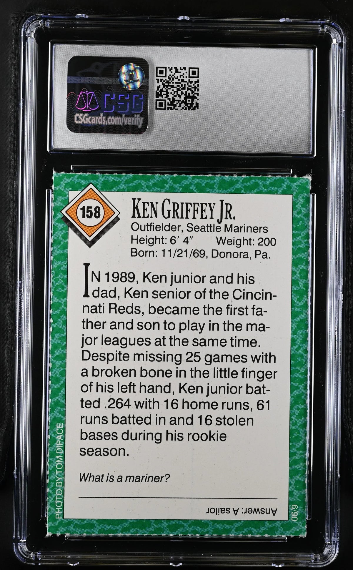 Ken Griffey Jr Mariners 1990 SI for Kids card CSG 7.5 - AutographsForSale.com