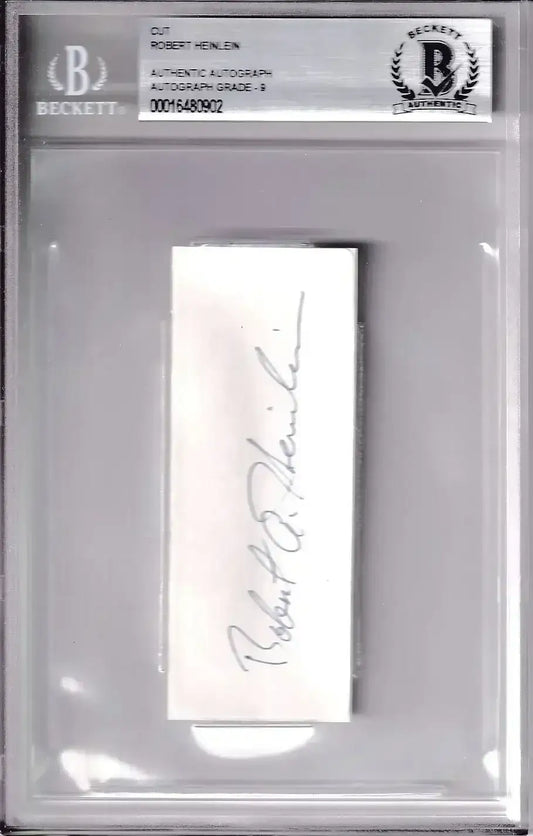 Robert Heinlein autograph cut signature BAS grade 9 - AutographsForSale.com